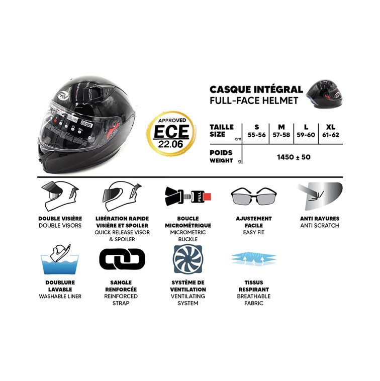 Casque intégral FRV noir