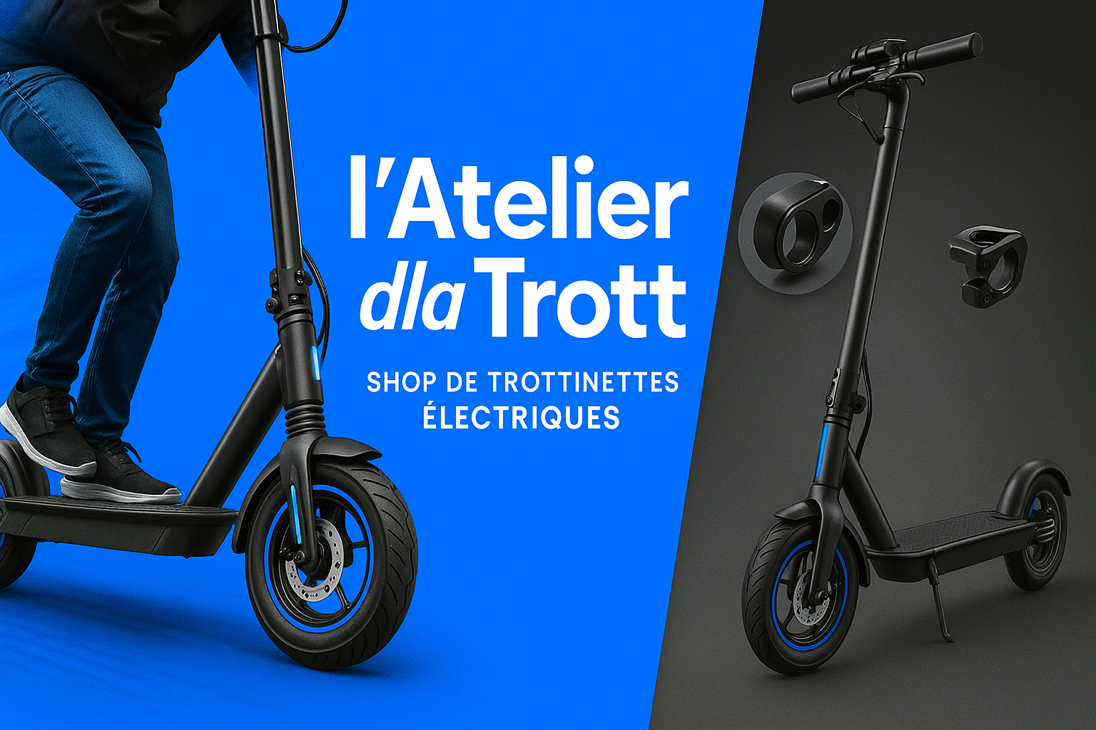 make banner for my scooter electronicty shop , mixed two photo, one on left one on right and on middle put a photo, this photo must will all with and the hight must be 350px 